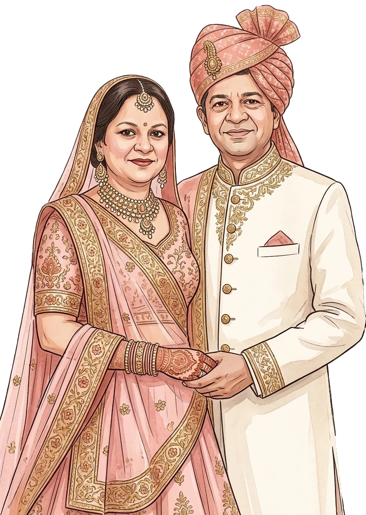 Illustration of Shreyam's parents