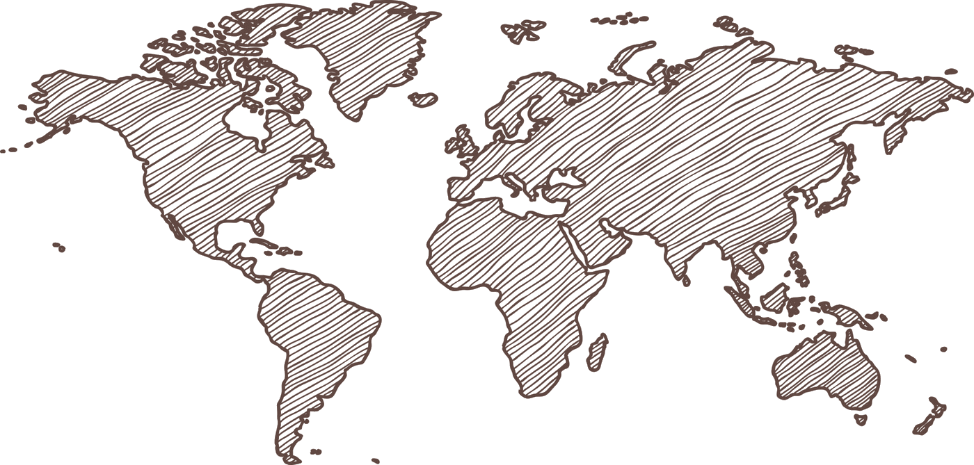 A hand-drawn map of the world